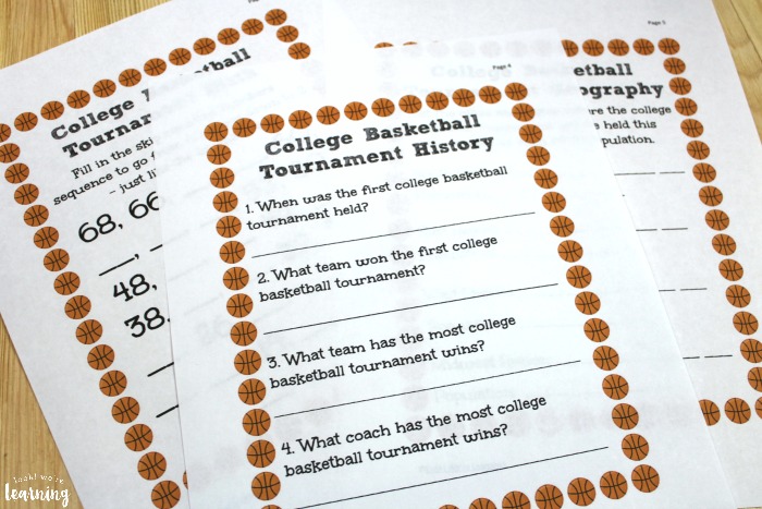 Printable College Basketball Worksheets