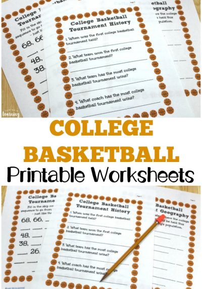 Teach students about the history of the college basketball tournament with these college basketball worksheets for kids!