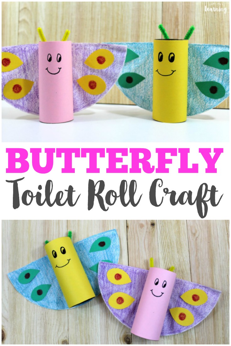 Make this easy spring toilet roll butterfly craft with your kids! So fun and simple for little ones!