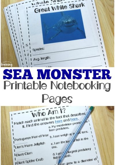 Pick up these printable sea monster notebooking pages to learn more about incredible creatures of the deep!