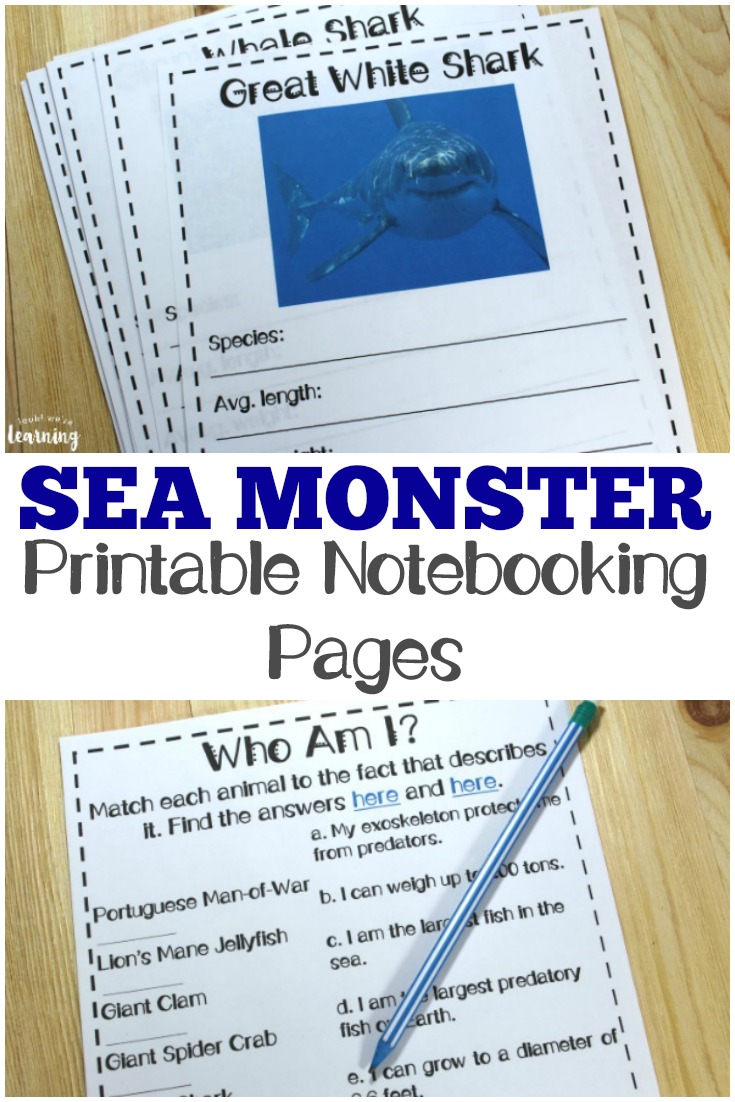 Pick up these printable sea monster notebooking pages to learn more about incredible creatures of the deep!