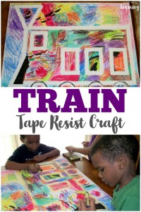 This easy and colorful train tape resist craft is a neat way for kids to make art!