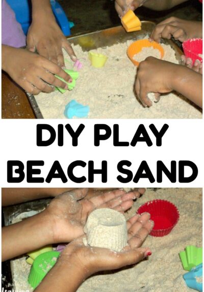 Make this simple DIY play beach sand recipe to share a summer sensory activity with the kids!