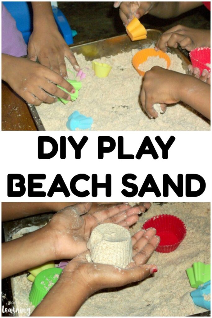 Make this simple DIY play beach sand recipe to share a summer sensory activity with the kids!