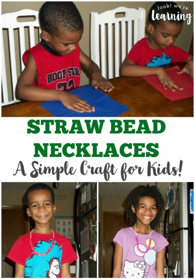 Make some simple jewelry with the kids with this fun straw bead necklace craft!