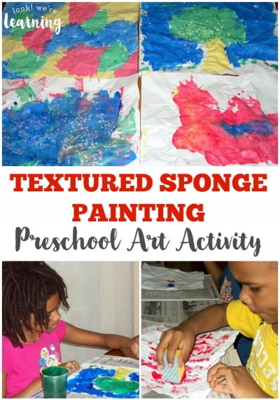 This easy textured sponge painting craft is a perfect preschool art activity! It only takes a few minutes!