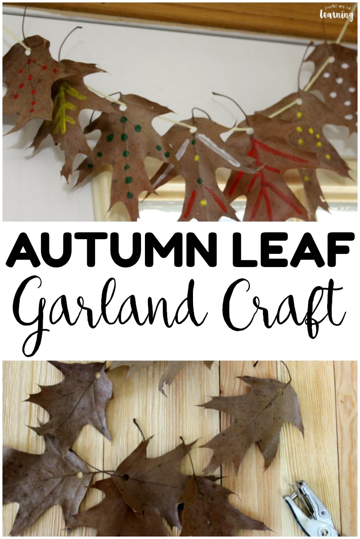 Make this easy fall leaf garland craft with little ones this autumn! A perfect fall art activity for kids!