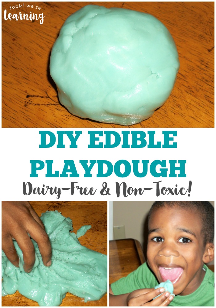 This edible play dough dairy free recipe is perfect for kids who love sensory play but avoid eating dairy! It's super sweet and soft for play!