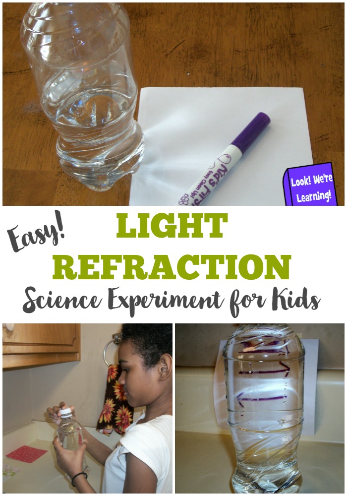 This simple light refraction experiment for kids is an awesome way to learn about the properties of light!
