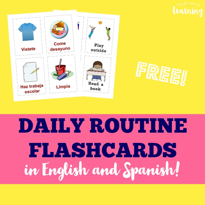 English and Spanish Free Daily Routine Cards for Kids - Look! We're Learning!