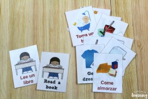 Spanish and English Daily Routine Cards