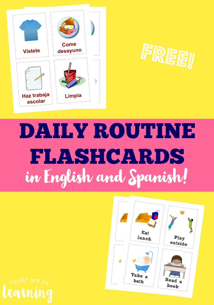 These English and Spanish free daily routine cards for kids make it easy to help preschoolers structure their days!