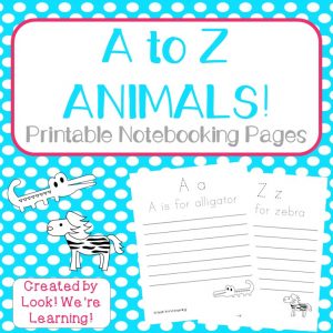 A to Z Animals Notebooking Pages