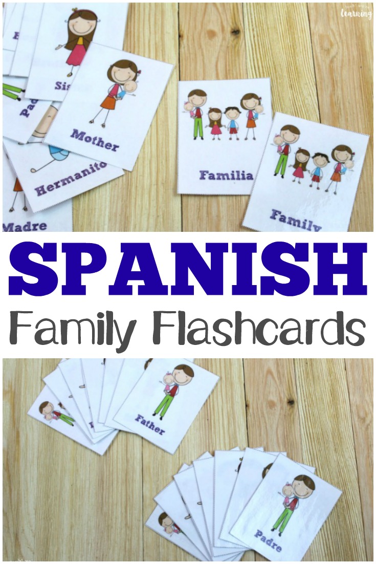 Help kids learn to recognize family words in Spanish with these printable Spanish family flashcards!