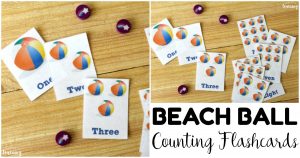 Printable Beach Ball Counting Flashcards for Kids
