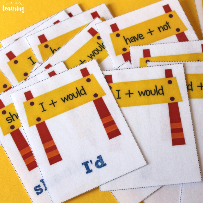Printable Contraction Flashcards for Kids