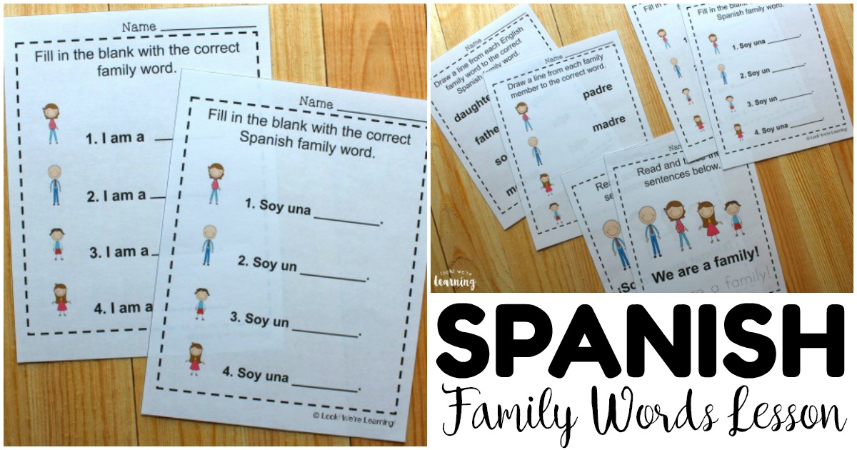 Simple Printable Spanish Family Members Worksheets for Kids