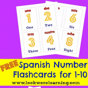 Printable Spanish Flashcards: Spanish Number 1-10 Flashcards