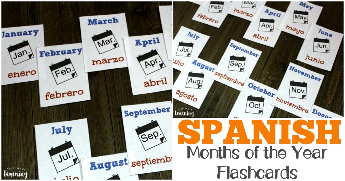 Printable English and Spanish Months of the Year Flashcards for Kids!