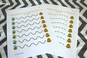 Bee Scissor Skills Worksheets