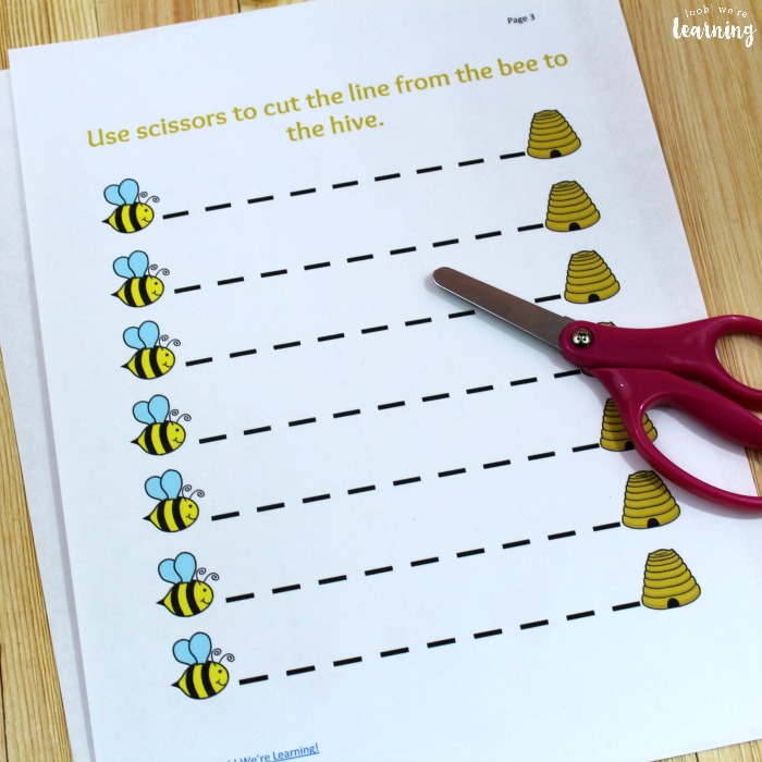 Printable Bee Scissor Skills Worksheets