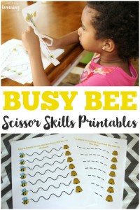 These cute busy bee scissor skills worksheets are fun spring-themed scissor practice for preschoolers!