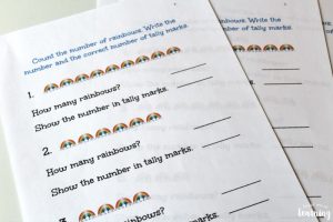 Rainbow Tally Marks Worksheets for Kids