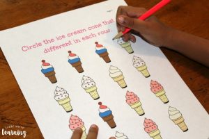 Ice Cream Same and Different Preschool Worksheets