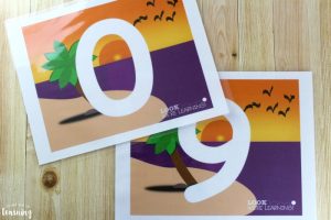 Printable Beach Number Playdough Mats