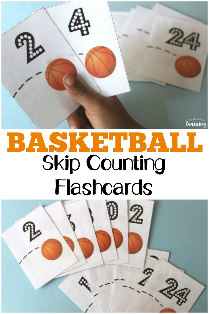 Teach kids to skip count by twos with these basketball-themed free skip counting flashcards!