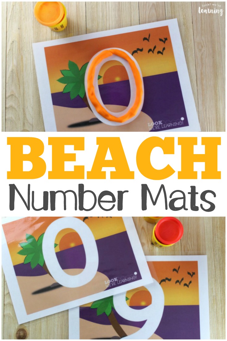 These beach themed number playdough mats are fun for practicing recognizing numbers from 0 to 9!