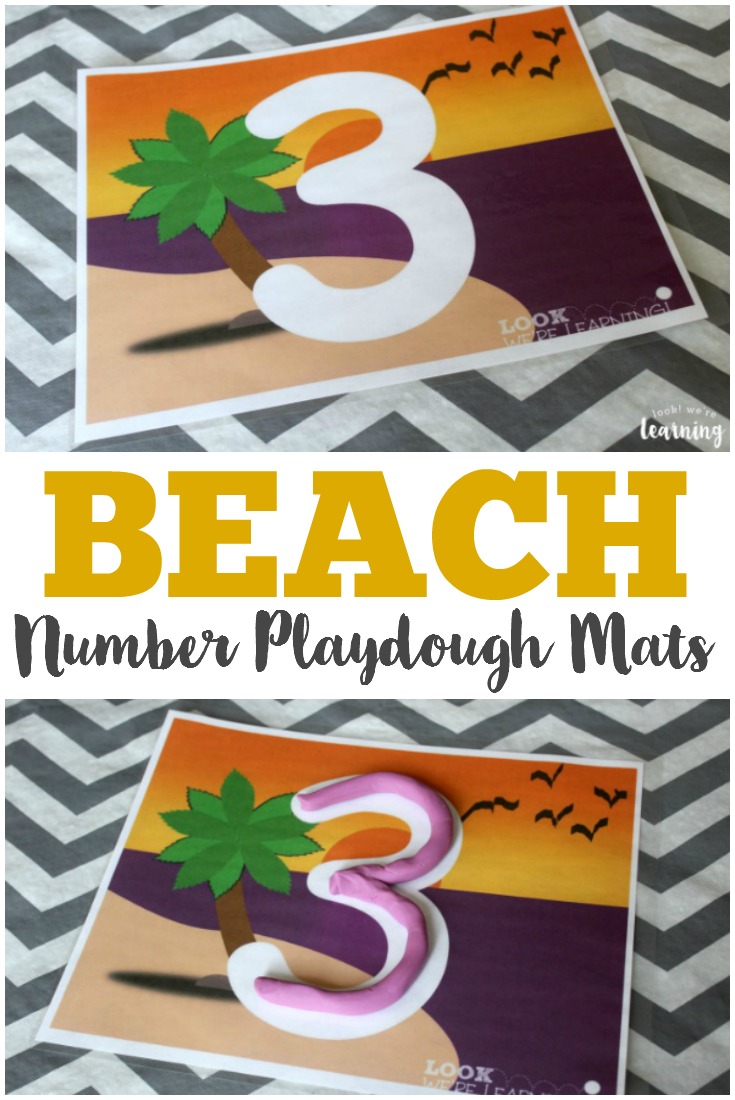 Your preschooler will love working on fine motor skills and number sense with these beach number 0-9 playdough mats!