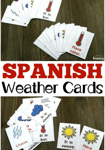 Learn how to talk about weather in Spanish with these printable Spanish weather flashcards!