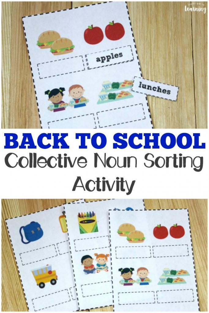 This back to school themed collective noun sorting activity is perfect for elementary language arts practice!