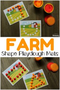 Build fine motor skills and shape awareness with these fun printable farm shape playdough mats!