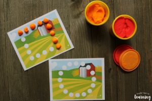 Printable Farm Shape Playdough Mats for Kids