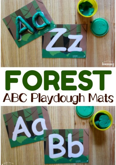Build fine motor skills and letter recognition with these fun forest alphabet playdough mats!