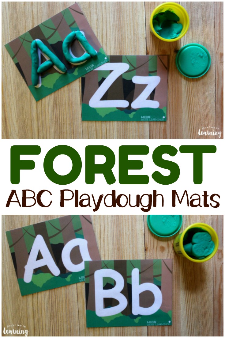 Build fine motor skills and letter recognition with these fun forest alphabet playdough mats!