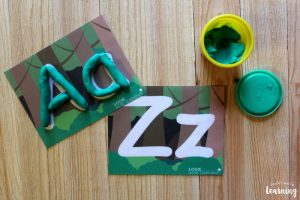 Printable Forest Themed Alphabet Playdough Mats for Kids