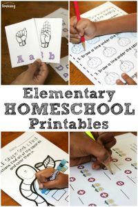 Pick up these elementary homeschool printables to use with your students from grades K4 through 5!