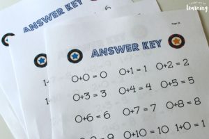 Addition Flashcards Answer Key