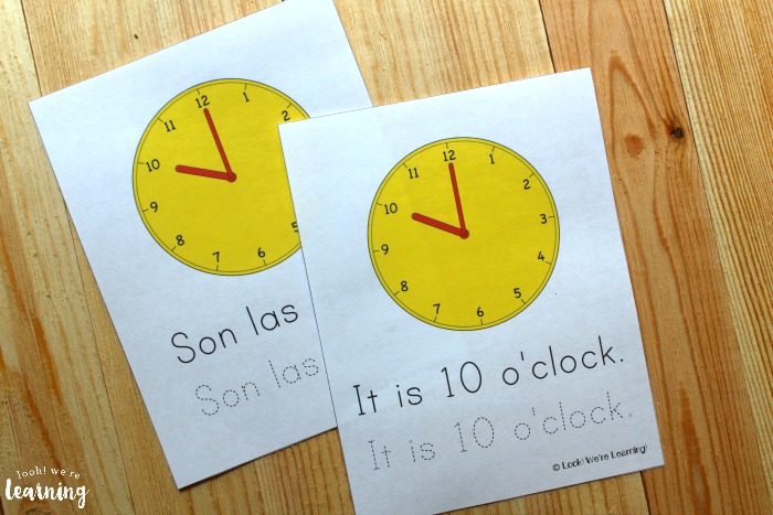 Spanish Telling Time Worksheets for Kids