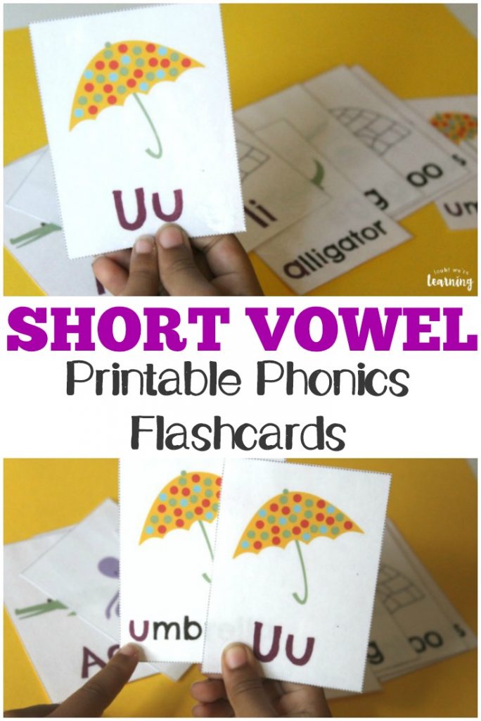 These printable short vowel flashcards make it simple to practice phonics with kids!