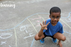Math Practice with an Outdoor Math Board Game