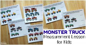 Printable Monster Truck Measurement for First Grade Lesson