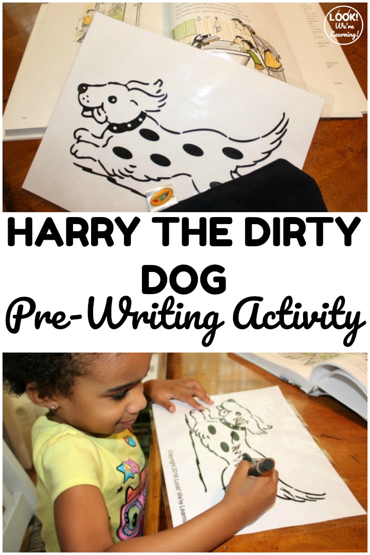 Share this fun and easy Harry the Dirty Dog prewriting activity with toddlers and preschoolers after reading the storybook together!