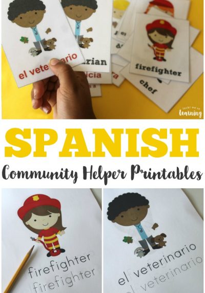 Teach children how to identify community workers in both Spanish and English with these Spanish community helper worksheets!