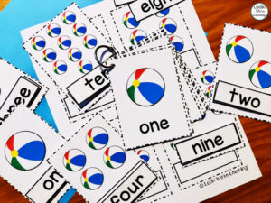 Printable Beach Ball Counting Flashcards