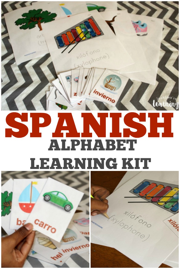 Teach your kids how to say and recognize the alphabet in Spanish with this printable Spanish learning kit for kids!