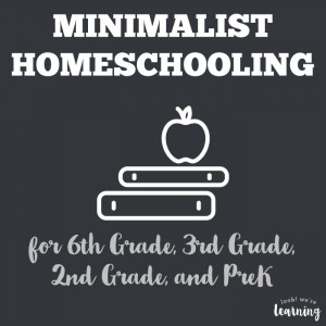 Minimalist Homeschooling for 6th Grade, 3rd Grade, 2nd Grade, and PreK